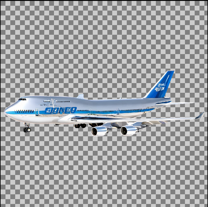 Airplane generated by an optimized Layer Diffusion prompt