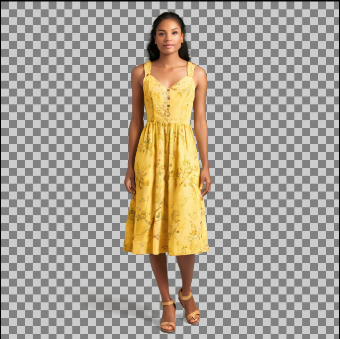 Person generated by an optimized Layer Diffusion prompt